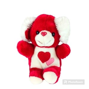 Vintage Fun World plush dogs red with heart belly Stuffed Animal made in Taiwan
